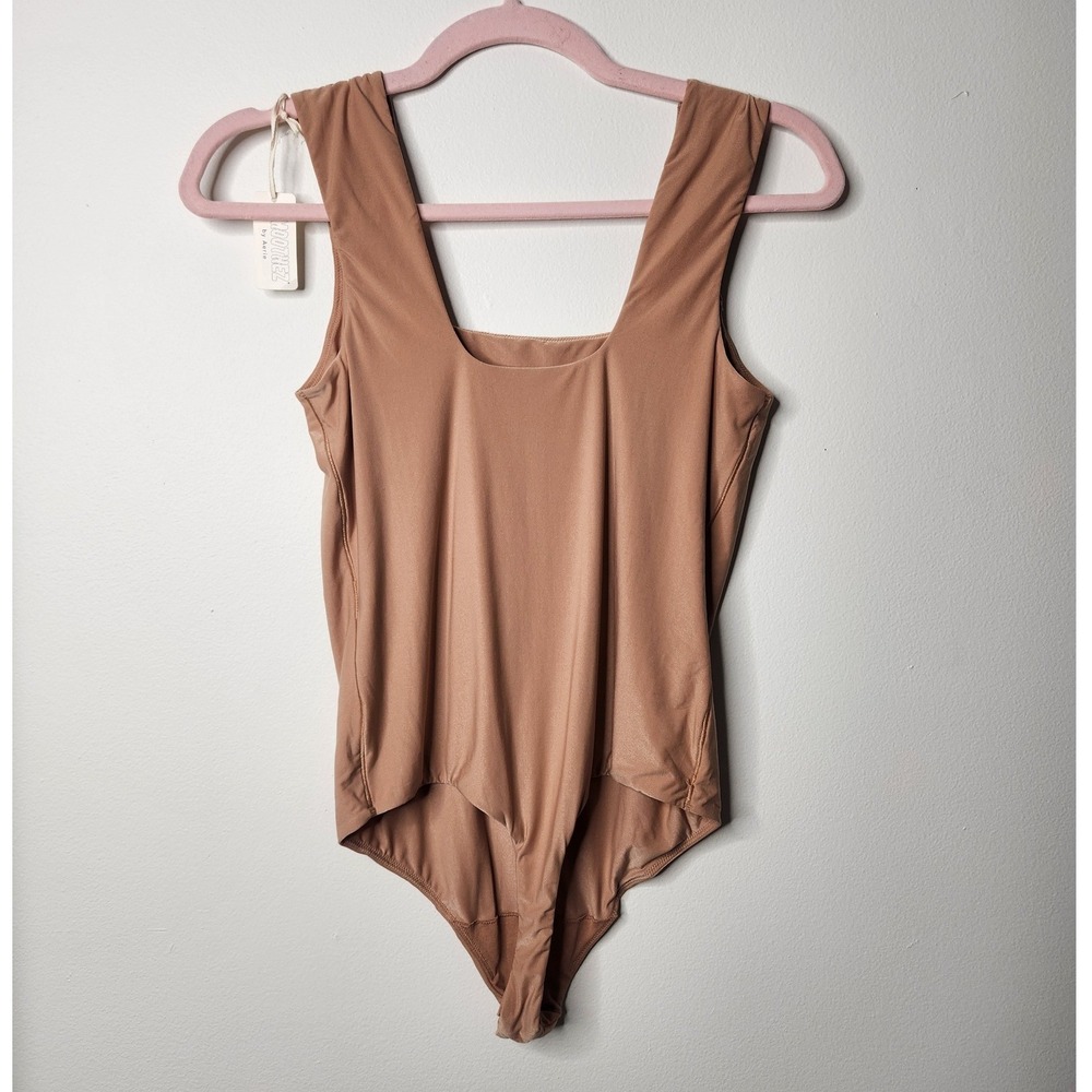 Aerie Smoothez Square Neck Tank Bodysuit Taupe Neutral Size L NWT Basics‎ Staple - Picture 5 of 6